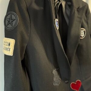 Central Park West Black Blazer with Patches